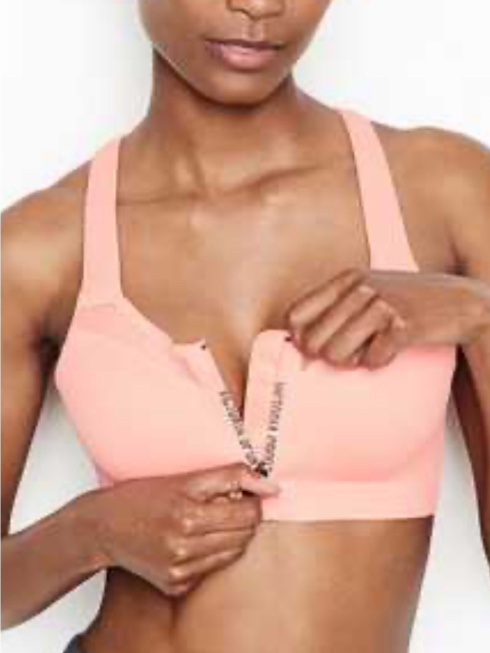 Victoria's Secret Peach Front-Zip Sports Bra